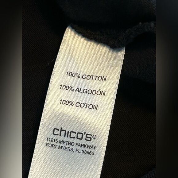 Chicos Black Short-Sleeve Tee grommet lace up‎ top size 2 women’s - Picture 8 of 12
